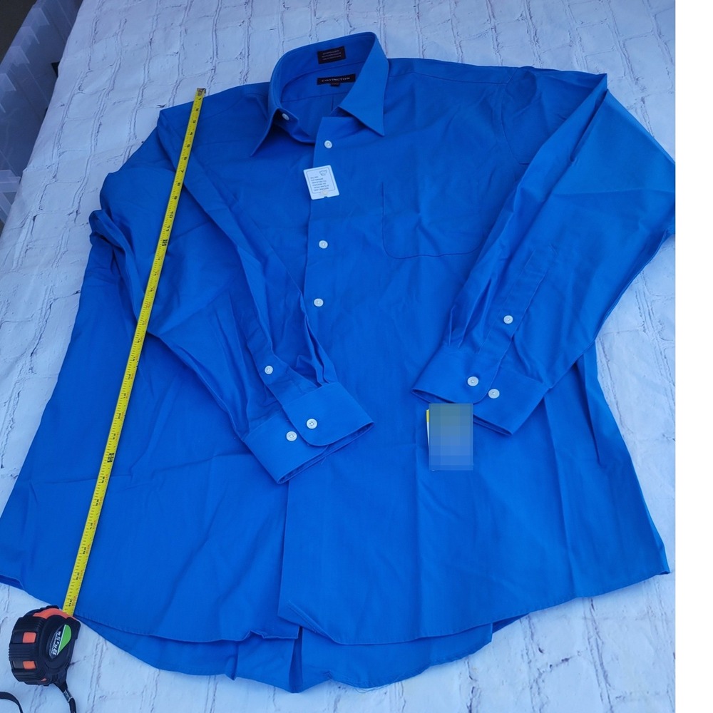 Covington Mens Blue Long Sleeve down Dress Shirt Classic Fit Solid Size XL